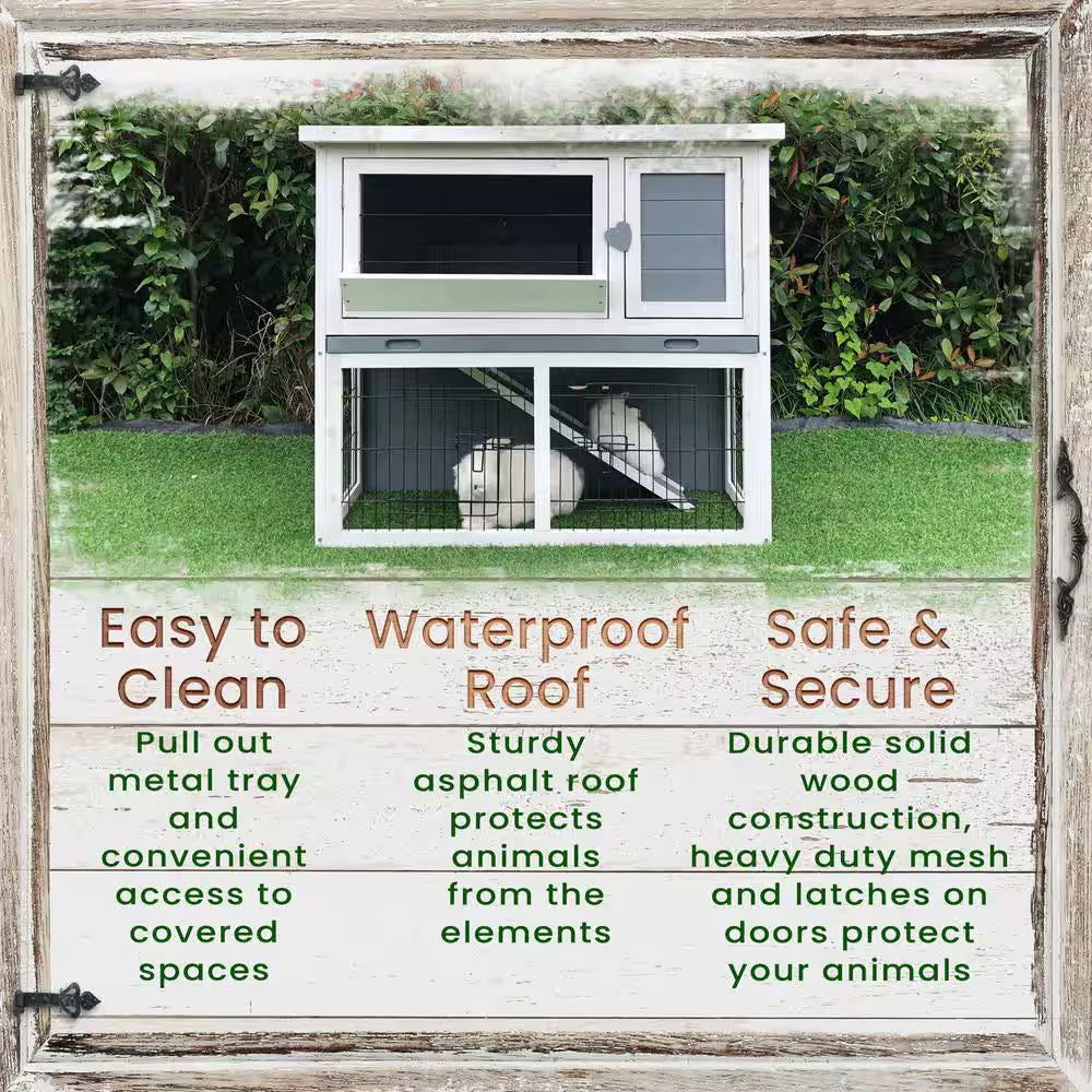 Outdoor Wooden 2-Story Rabbit Hutch