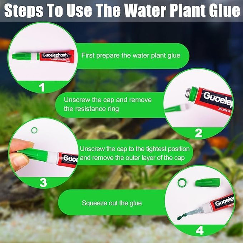 Aquarium Glue,2 Pcs Safe and Quick-Drying Aquascape Water Plant Glue for Corals Aquascaping Instant Glue for Plants, Moss, Coral, Stone, Wood,Coral, Non-Toxic, Fresh and Salt Water-Green Color
