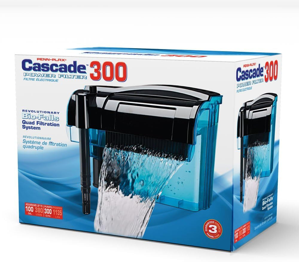 Cascade 300 Power Filter – Hang-On Filter with Quad Filtration – Great for Freshwater and Saltwater Setups
