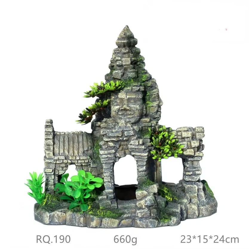 Ancient Buddha Temple Cambodia Four-Faced Shelter House Decor for Aquarium Castle Decoration Aquascaping