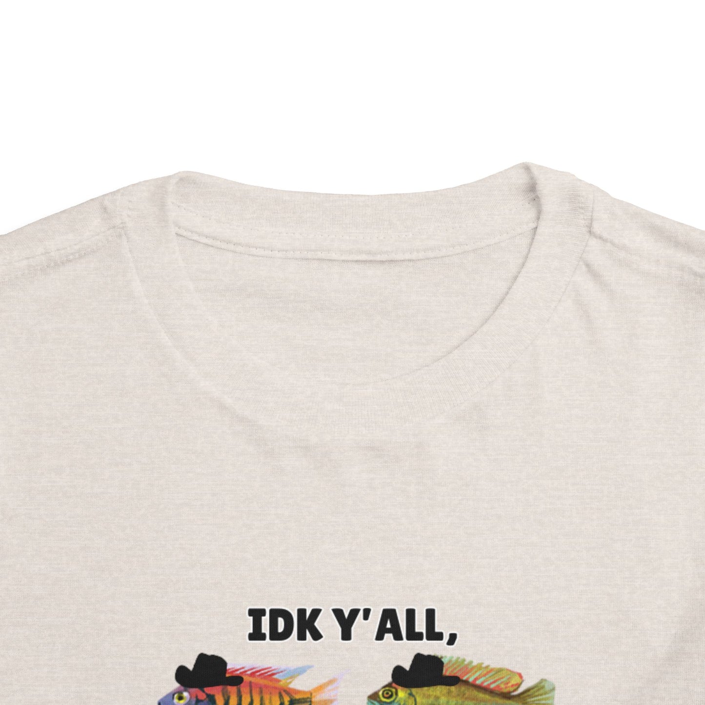 Toddler Sizes: IDK Y'all, Seems Fishy, Fish & Fishing Cowboy Hat Shirt, Short Sleeve Tee - 'IDK Y'all, Seems Fishy' Fun T-Shirt, Cute Kids Apparel, Summer Essentials