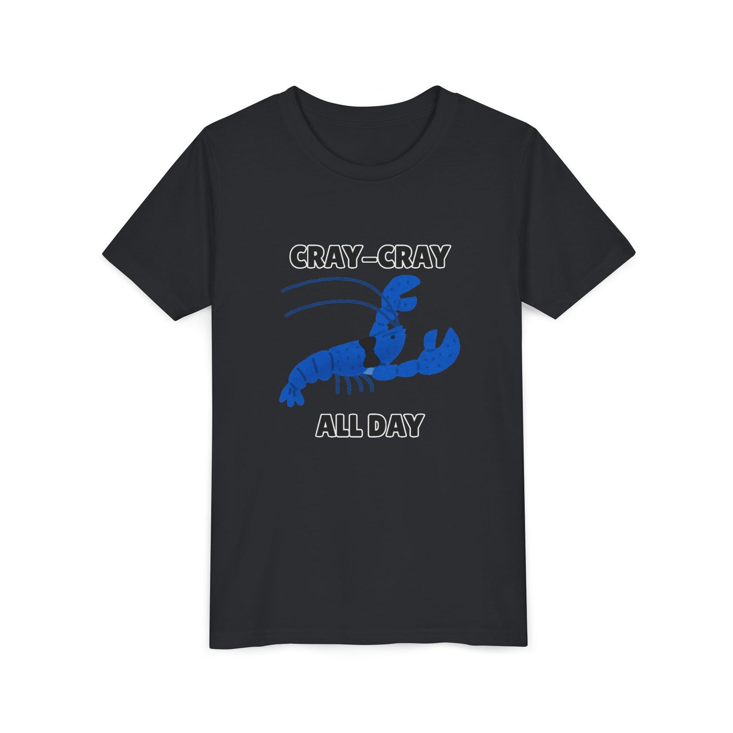 Crayfish Cray-Cray All Day Electric Mini Lobster Youth Tee, Fun Kids Shirt, Summer Outfit