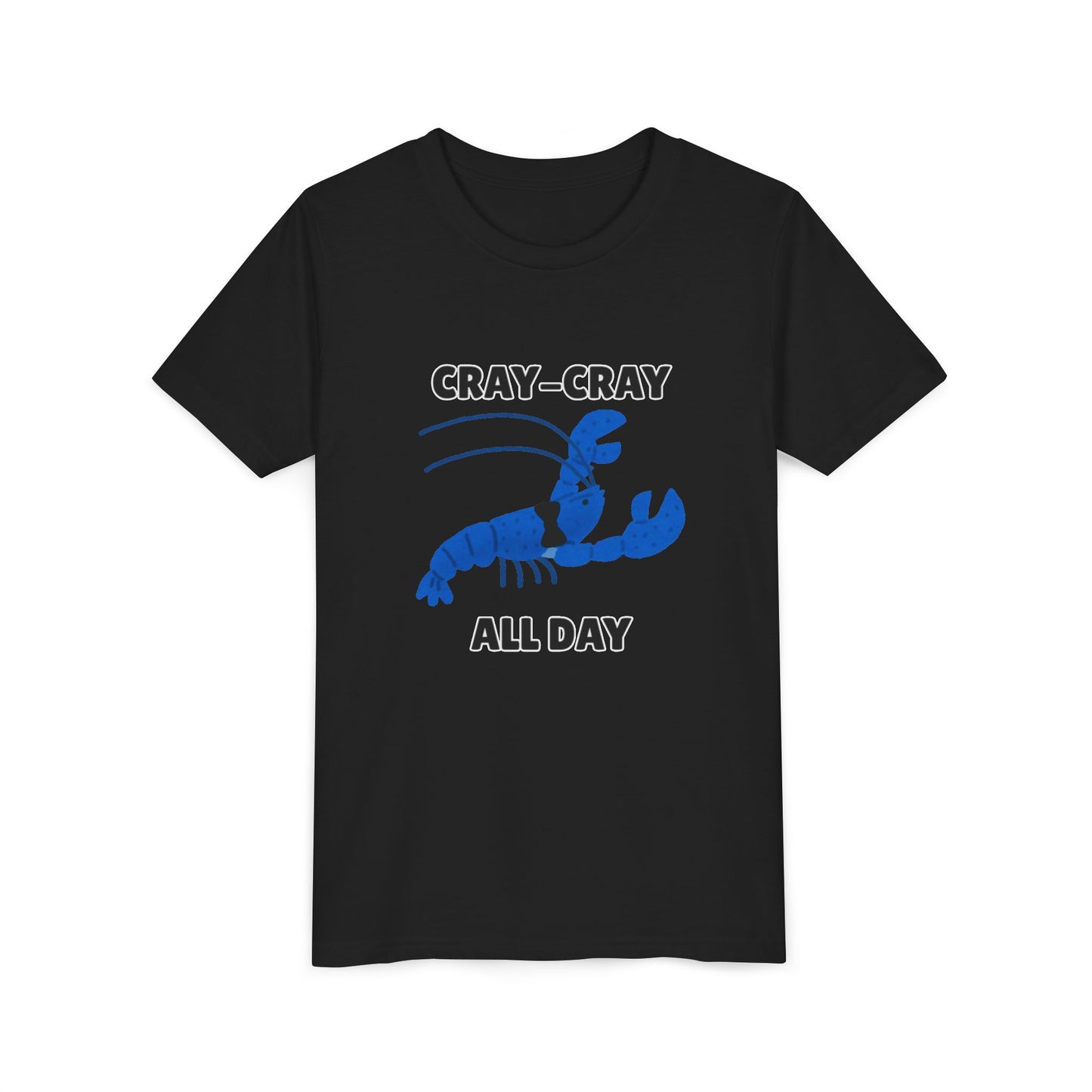 Crayfish Cray-Cray All Day Electric Mini Lobster Youth Tee, Fun Kids Shirt, Summer Outfit