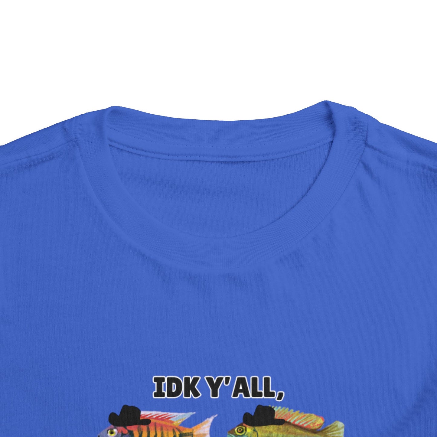 Toddler Sizes: IDK Y'all, Seems Fishy, Fish & Fishing Cowboy Hat Shirt, Short Sleeve Tee - 'IDK Y'all, Seems Fishy' Fun T-Shirt, Cute Kids Apparel, Summer Essentials