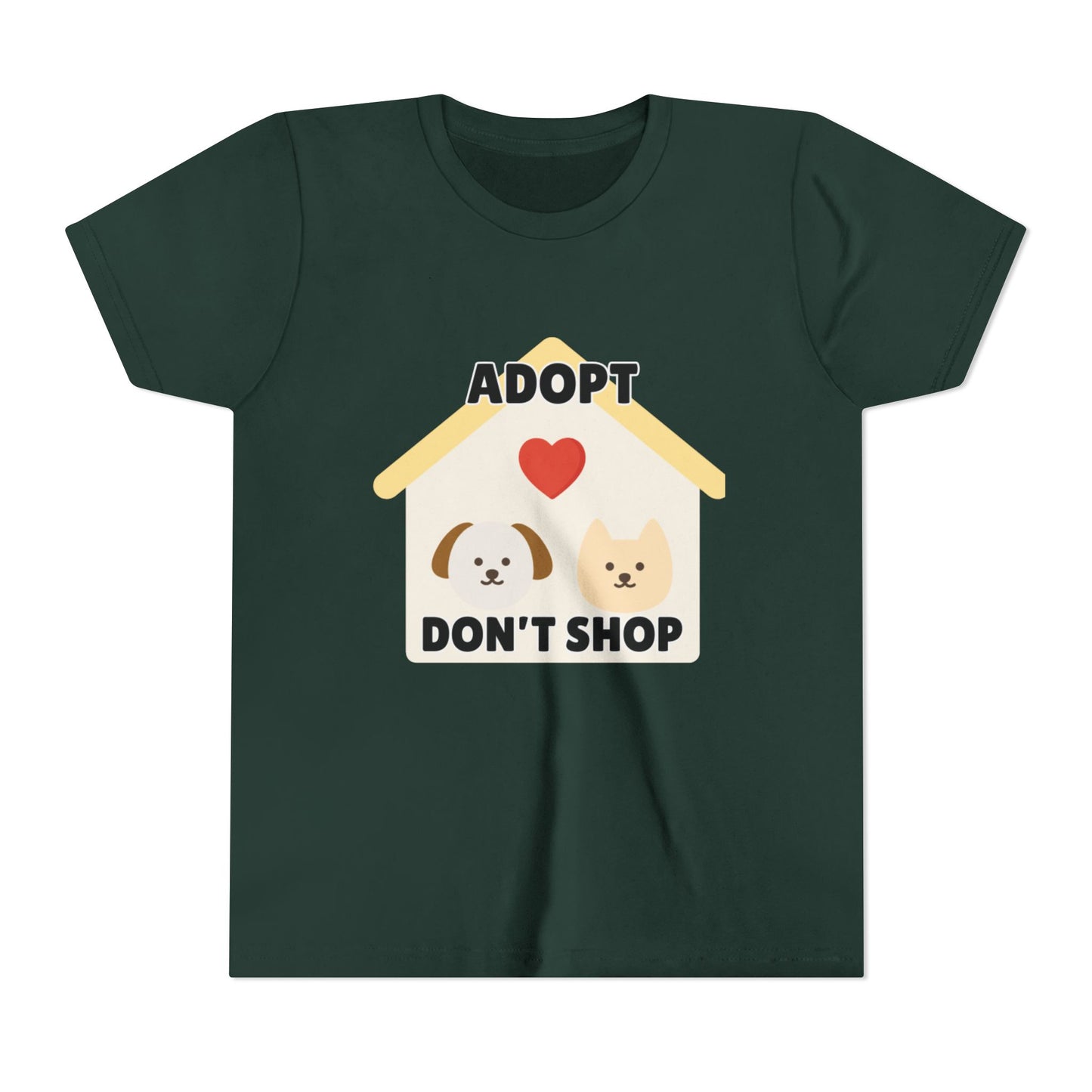 Adopt Don't Shop Youth Tee, Kid's Animal Love Shirt, Animal Rescue T-Shirt, Pet Adoption Awareness Tee, Gift for Dog and Cat Lovers