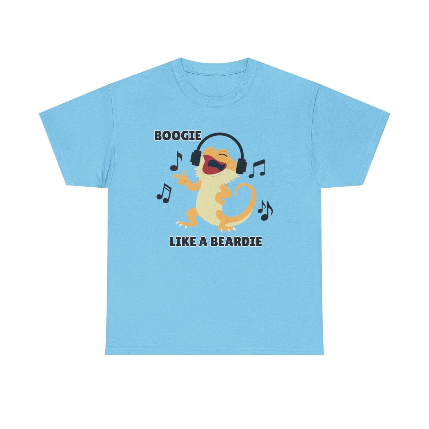 Adult Sizes: Boogie like a Beardie Bearded Dragon Unisex Heavy Cotton Tee with Fun Design - "Boogie Like a Beardie" Graphic, Music Lover Gift, Cute Shirt for Reptile Lovers