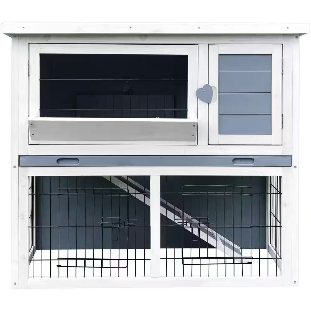 Outdoor Wooden 2-Story Rabbit Hutch