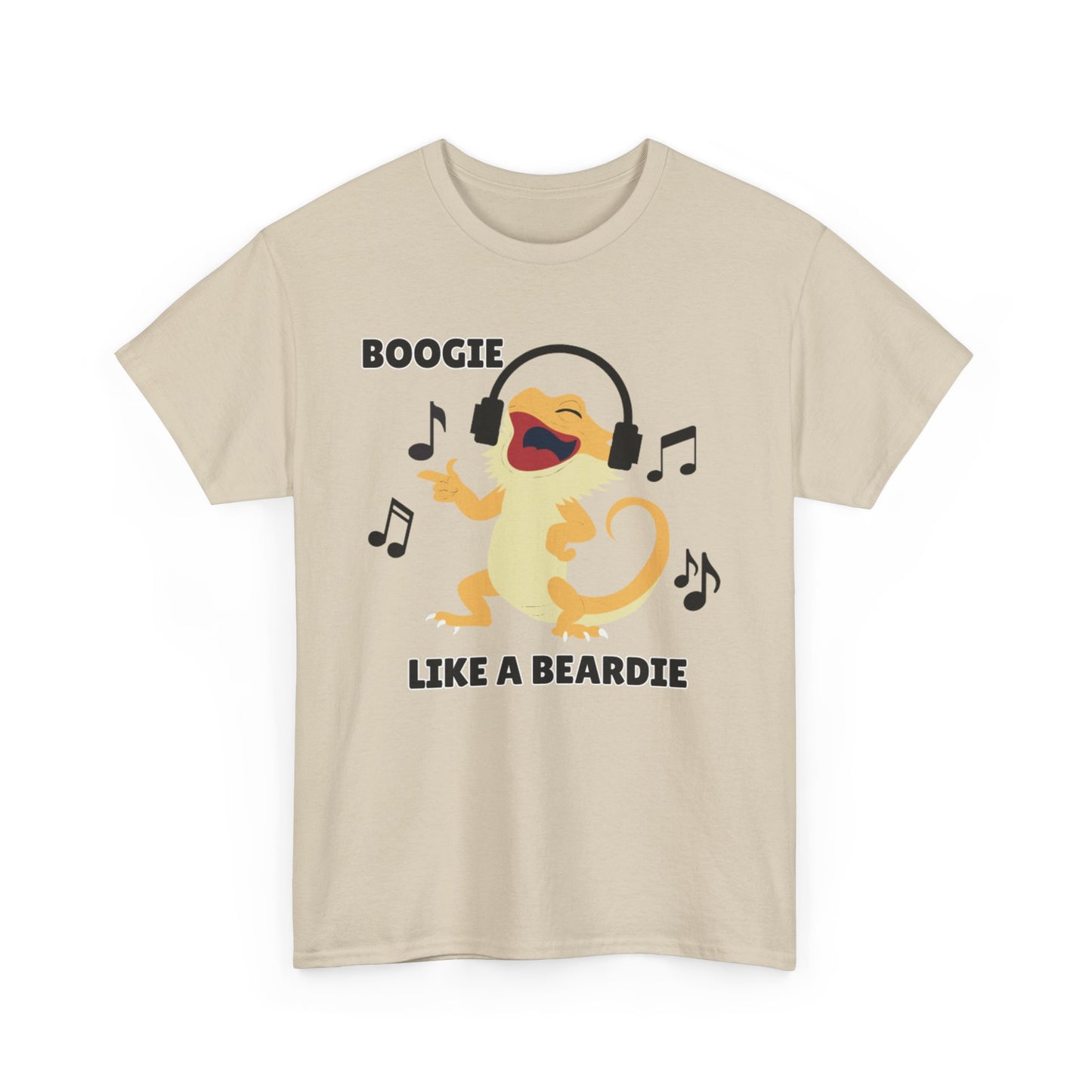 Adult Sizes: Boogie like a Beardie Bearded Dragon Unisex Heavy Cotton Tee with Fun Design - "Boogie Like a Beardie" Graphic, Music Lover Gift, Cute Shirt for Reptile Lovers
