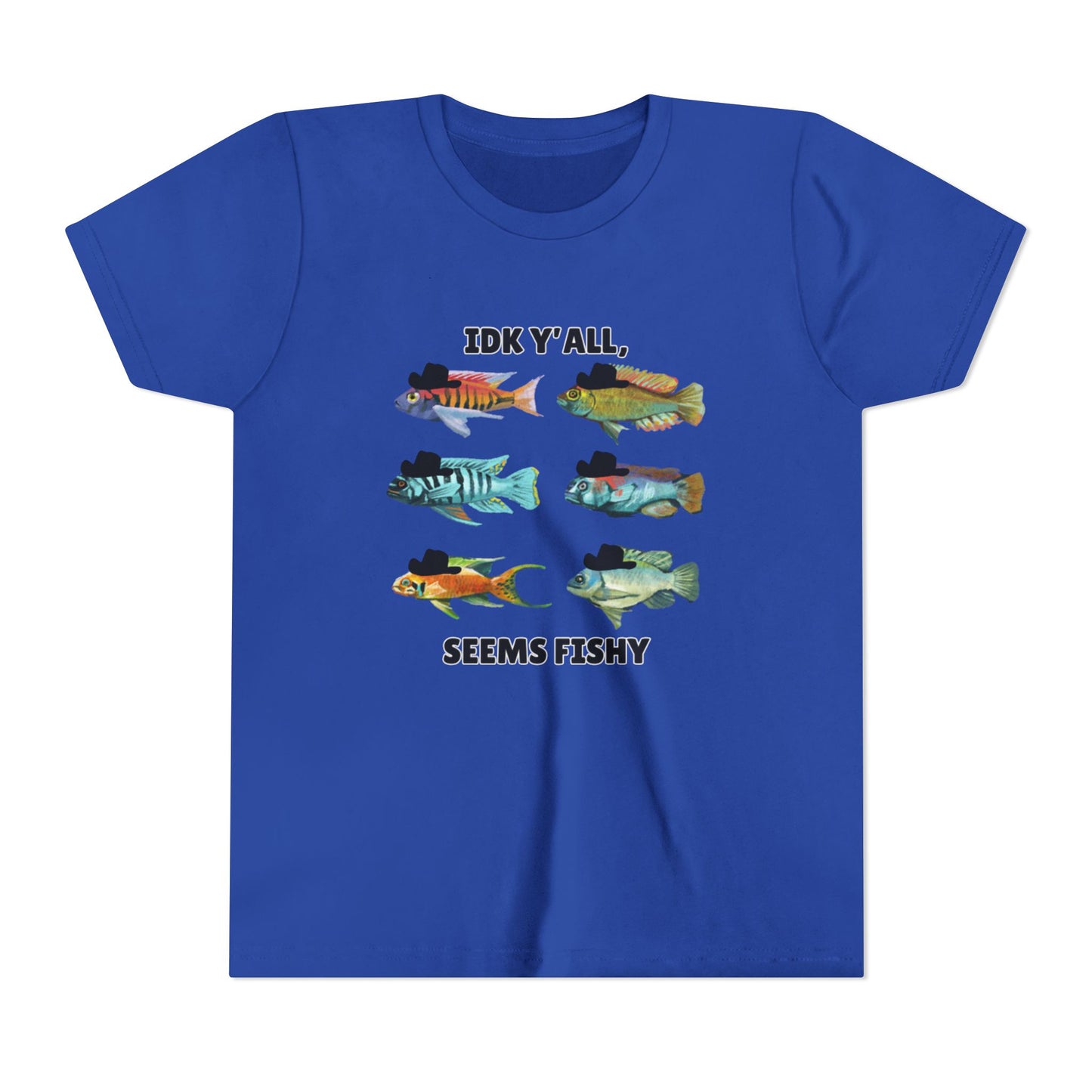 Youth Short Sleeve Tee - 'IDK Y'all, Seems Fishy' Funny Fishing Tee, Gift for Kids, Summer Outfit, Fishing
