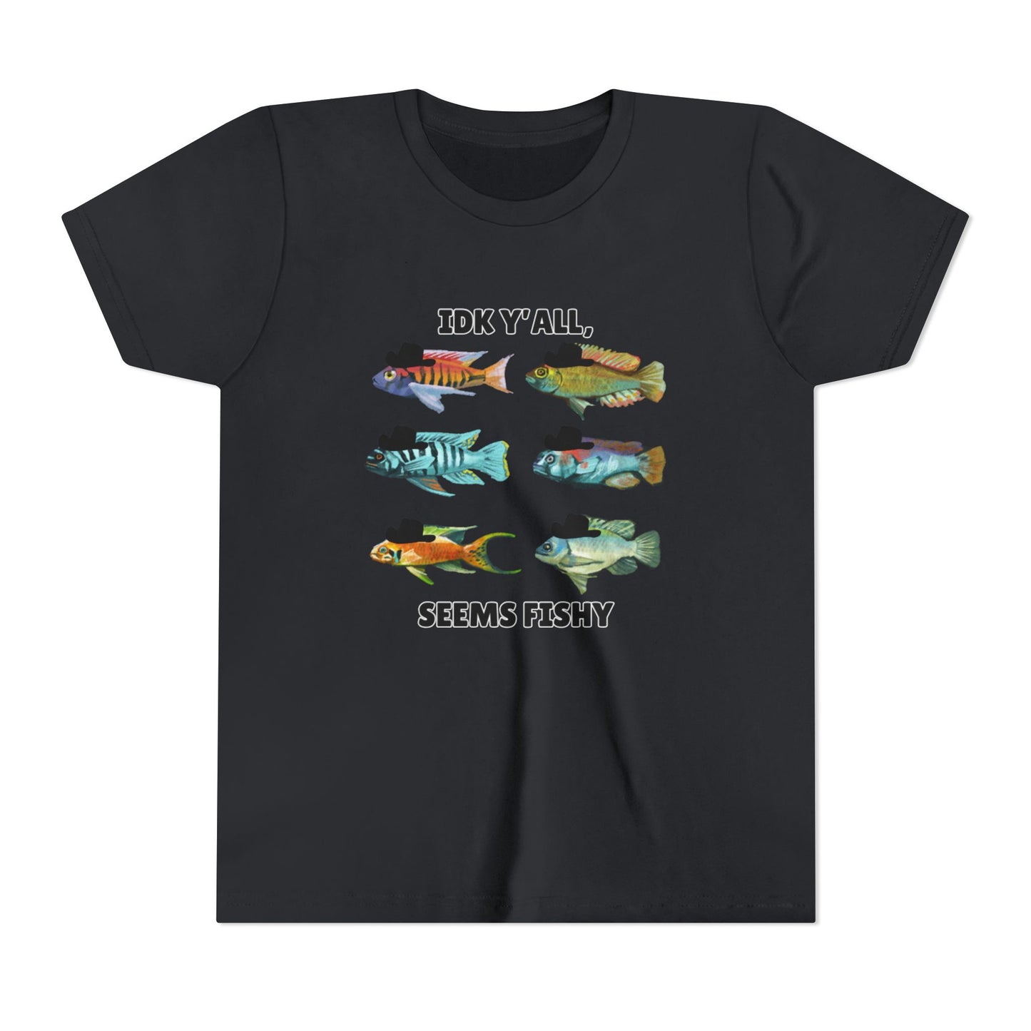 Youth Short Sleeve Tee - 'IDK Y'all, Seems Fishy' Funny Fishing Tee, Gift for Kids, Summer Outfit, Fishing