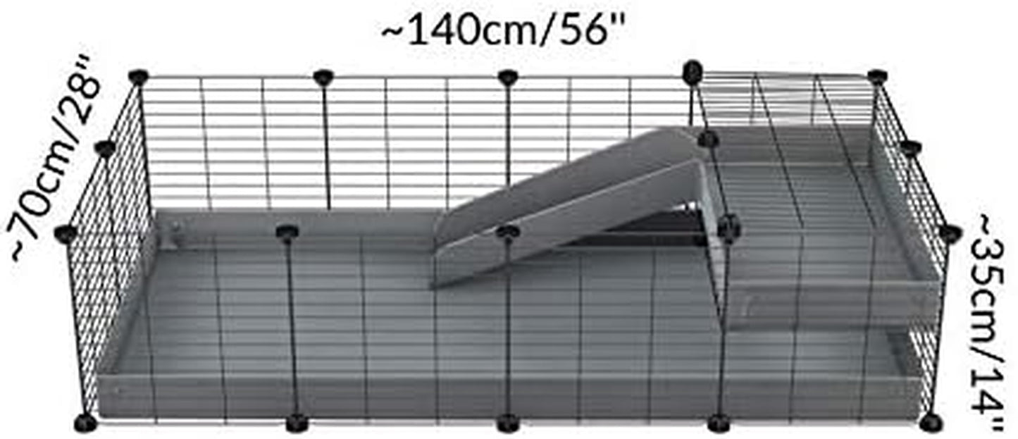 C&C Cage for Guinea Pig 4X2 with Loft & Ramp by - Gray Coroplast