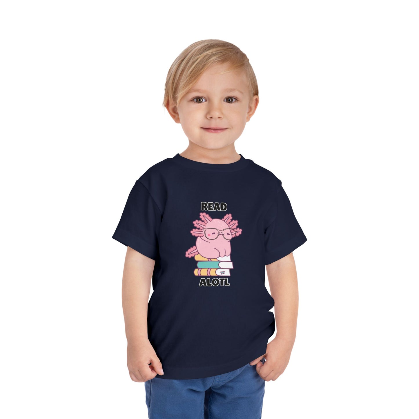 Toddler Sizes: Read Alotl Axolotl Cute Toddler Tee - "Read Alotl" Design, Kids' Short Sleeve T-Shirt, Gift for Book Lovers, Fun Reading Apparel, Toddler Gift Idea
