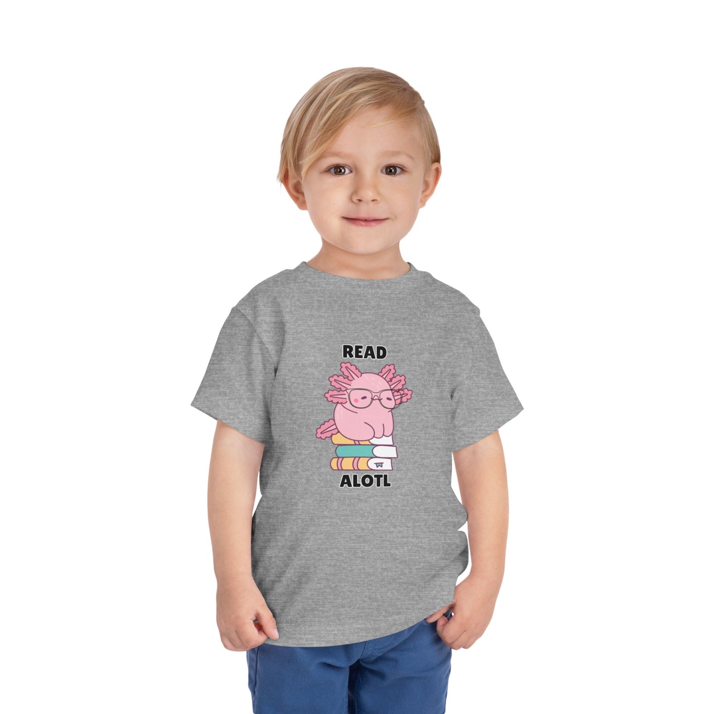 Toddler Sizes: Read Alotl Axolotl Cute Toddler Tee - "Read Alotl" Design, Kids' Short Sleeve T-Shirt, Gift for Book Lovers, Fun Reading Apparel, Toddler Gift Idea
