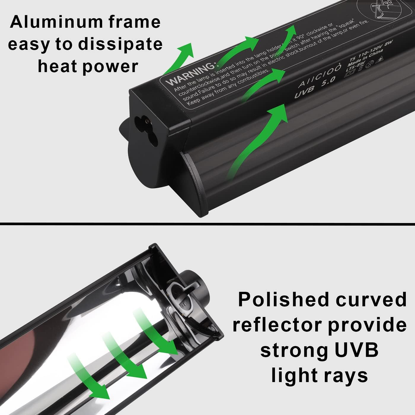 T5 UVB Lighting Combo Kit 24W - T5 UVB Reptile Light Fixture and T5 5.0
