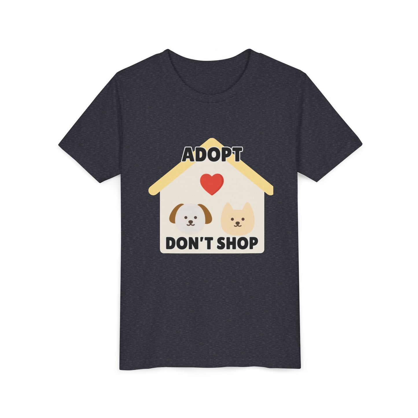 Adopt Don't Shop Youth Tee, Kid's Animal Love Shirt, Animal Rescue T-Shirt, Pet Adoption Awareness Tee, Gift for Dog and Cat Lovers