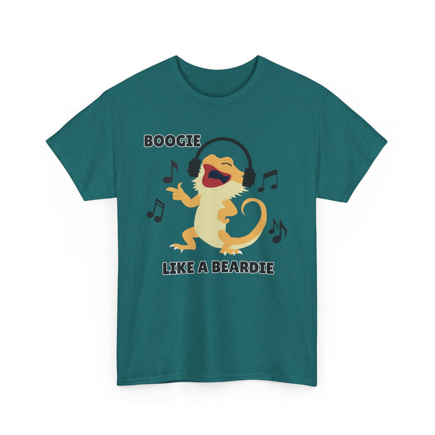 Adult Sizes: Boogie like a Beardie Bearded Dragon Unisex Heavy Cotton Tee with Fun Design - "Boogie Like a Beardie" Graphic, Music Lover Gift, Cute Shirt for Reptile Lovers