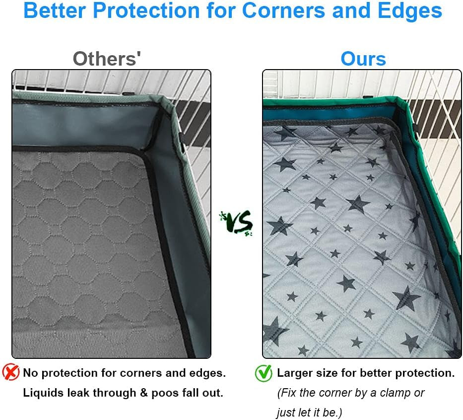 Guinea Pig Cage Liners, Absorbent Washable Reusable Guinea Pig Fleece Bedding for Midwest and C&C Cages with Leakproof Bottom. Starprint 1, for Midwest, 2 Pack