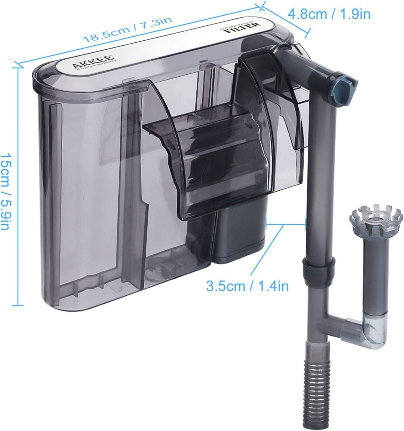 Fish Tank Filter for Aquariums, Ultra Quiet Hang on Aquarium Filters Waterfall Water Adjustable Filter for 5 To15 Gallons Small Fish Tank