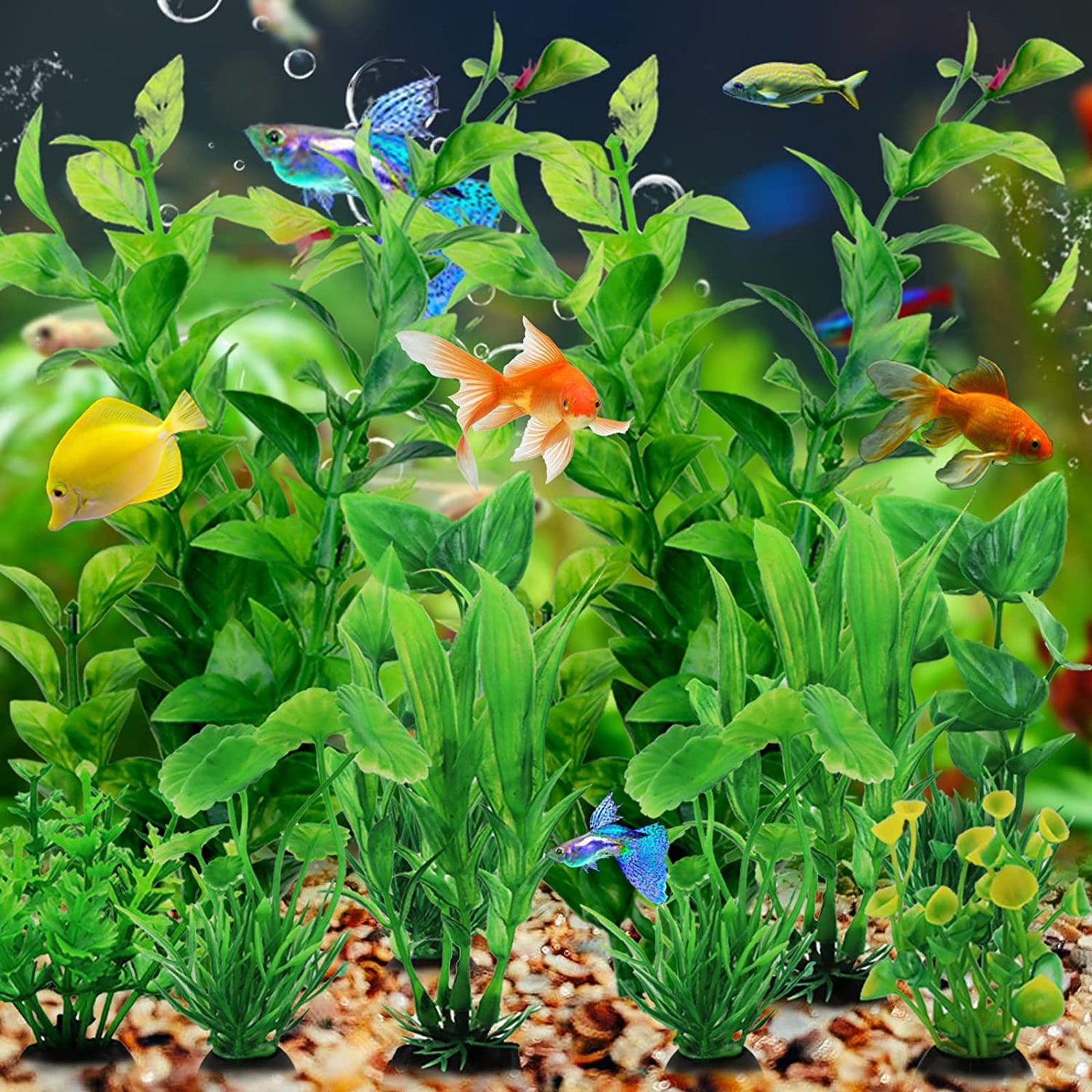 10Pcs Artificial Fish Tank Plants Fake Plastic Water Green Plants Aquarium Decor