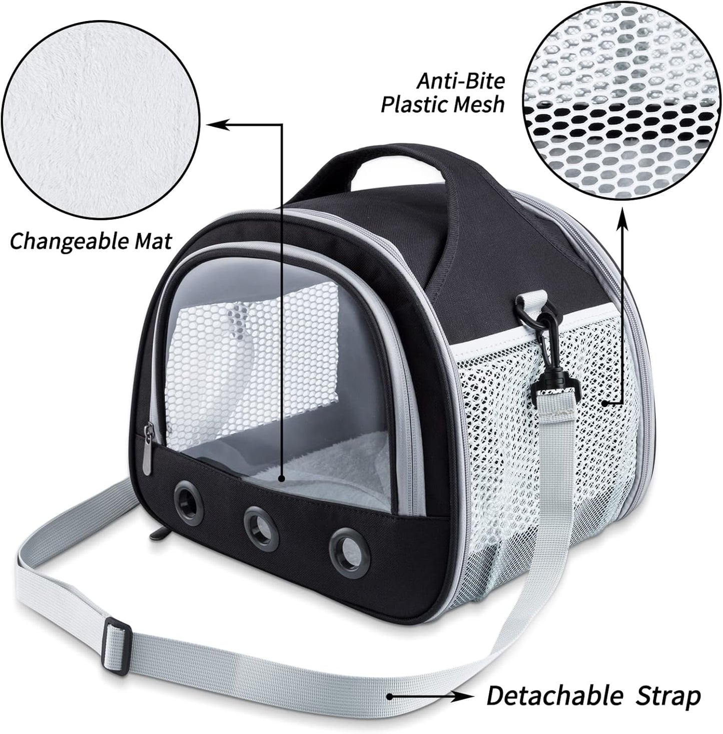 Small Animal Carrier Bag Guinea Pig Carrier Large Size,Portable Bag with Strap for Hedgehog Squirrel Chinchilla (Upgraded Version)