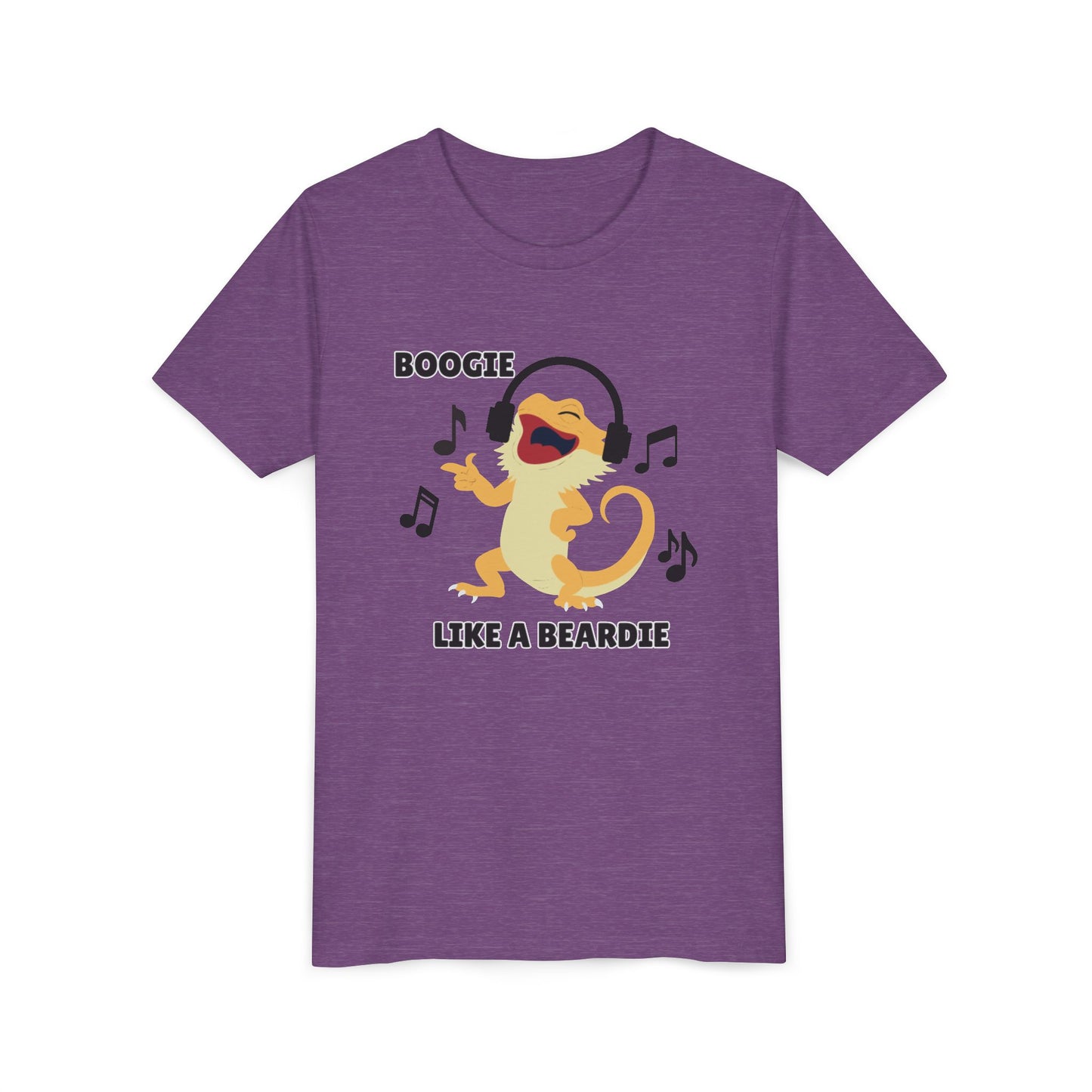 Boogie like a Beardie Bearded Dragon Youth Short Sleeve Tee with Fun Music Design, Kids Music Shirt, Casual Summer Top