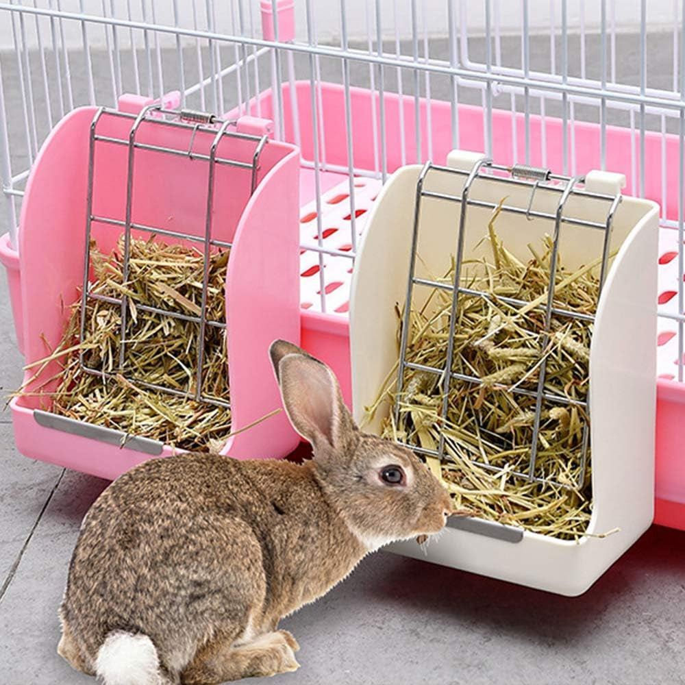 Rabbit Feeder Bunny Guinea Pig Hay Feeder Bag, Bunny Hay Feeder for Rabbits, Hay Feeder Hay Rack, Hay Feeder Less Wasted Hay Rack Manger for Rabbit Guinea Pig Chinchilla - Pink