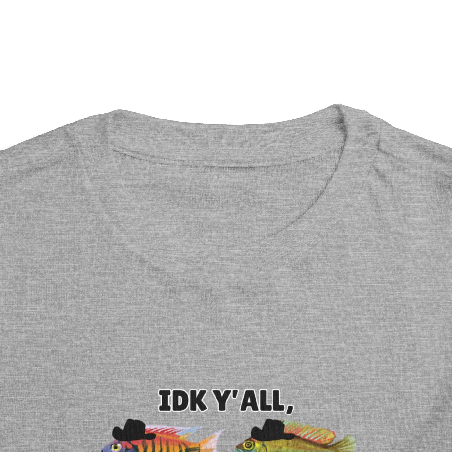 Toddler Sizes: IDK Y'all, Seems Fishy, Fish & Fishing Cowboy Hat Shirt, Short Sleeve Tee - 'IDK Y'all, Seems Fishy' Fun T-Shirt, Cute Kids Apparel, Summer Essentials