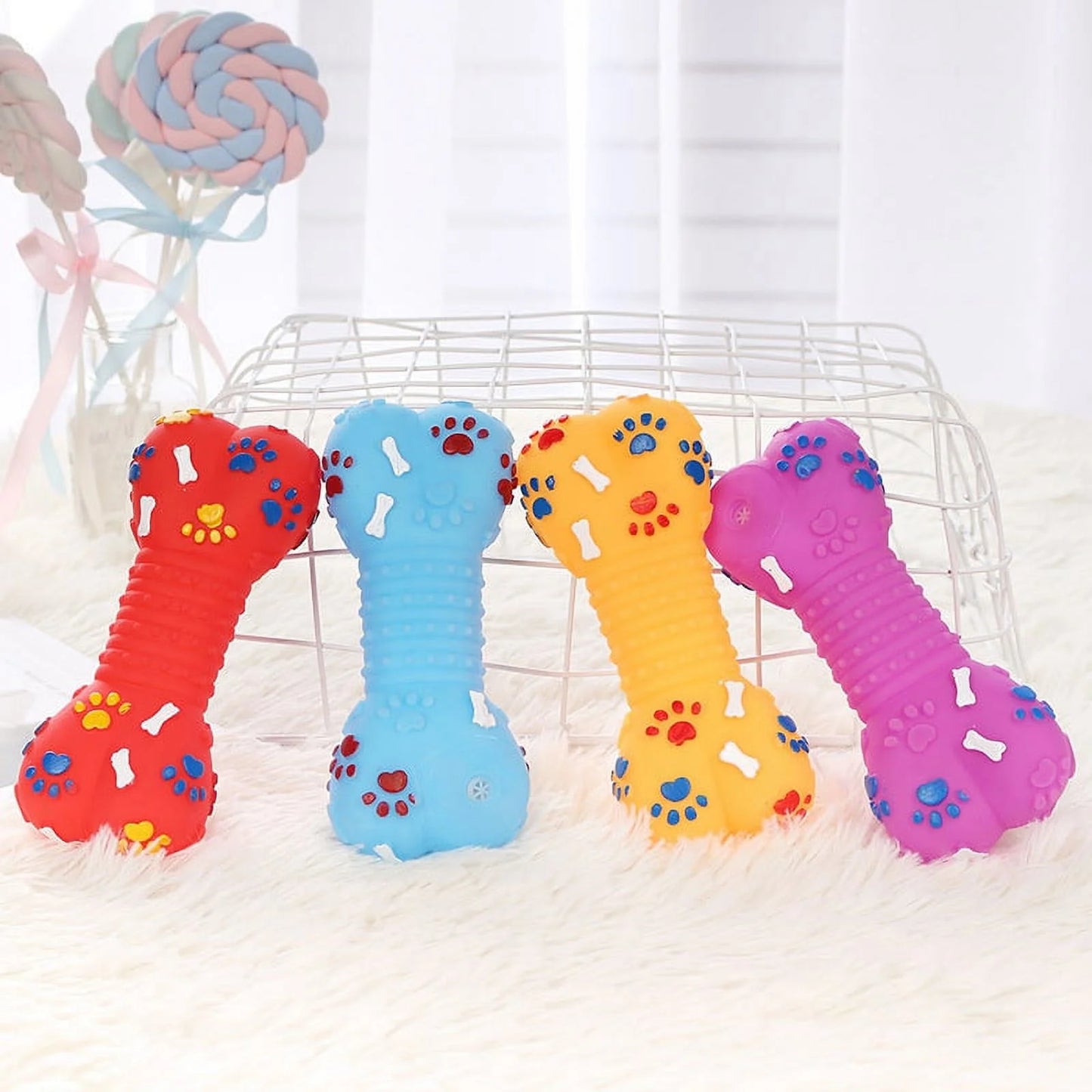 Dog Squeaky Toy Plastic Training Funny Bone Shape Dog Toy Dog Play Toy for Puppy, Random Color