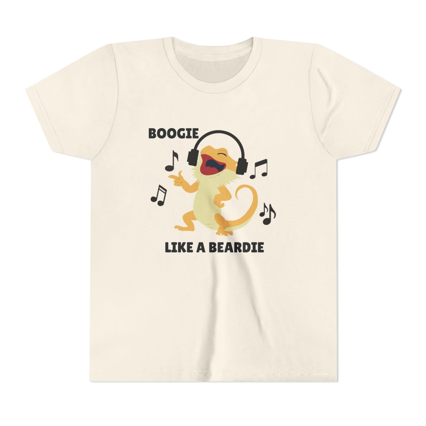 Boogie like a Beardie Bearded Dragon Youth Short Sleeve Tee with Fun Music Design, Kids Music Shirt, Casual Summer Top