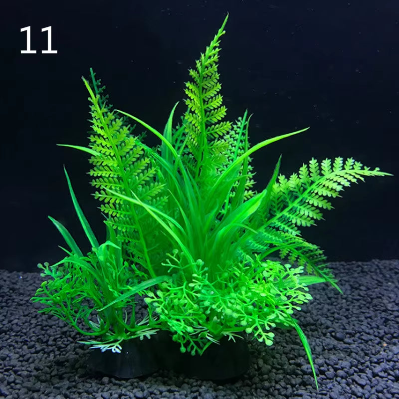 12 Kinds Artificial Aquarium Decor Plants Water Weeds Ornament Aquatic Plant Fish Tank Grass Decoration Accessories 14Cm