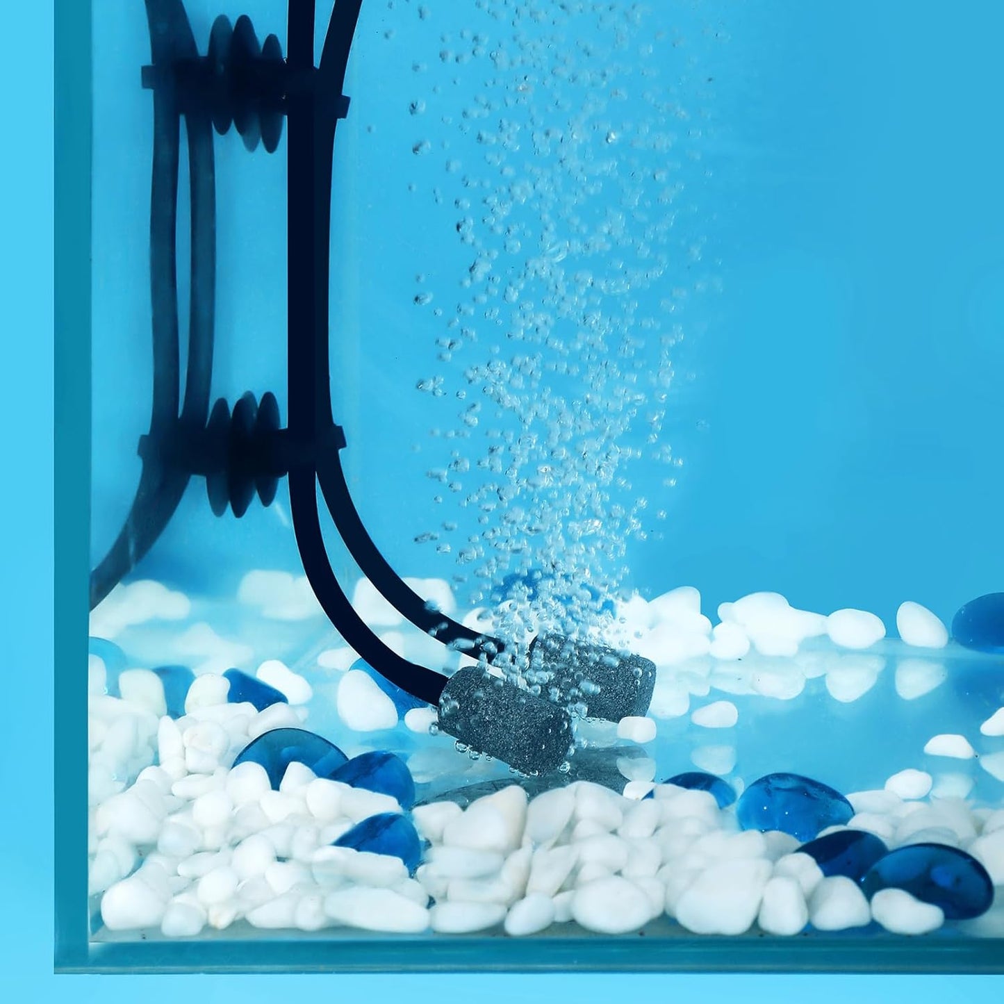 25 Feet Aquarium Airline Tubing, Standard 3/16" Tubing, Air Pump Accessories,With Air Stones, Check Valves, Suction Cups and Connectors (Black)