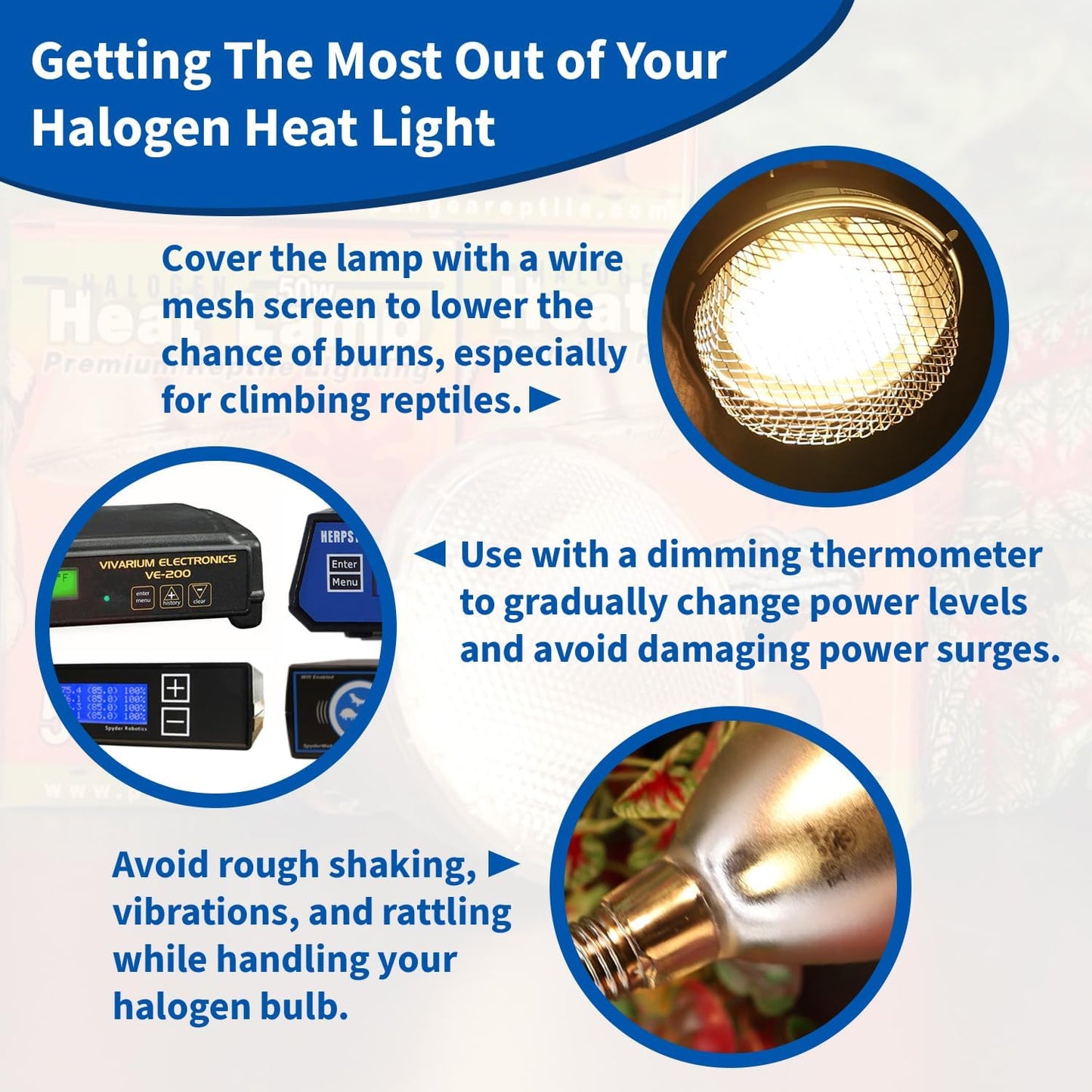 50W Halogen Heat Lamp (4 Pack) for Reptiles - Warming UVA and Infrared Light for Turtles, Tortoises, Bearded Dragons - Heating Bulb Accessories, Designed for Ceramic Sockets (50 Watt)