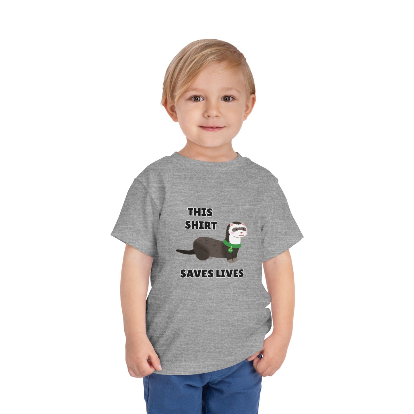 Toddler Sizes: This shirt Saves Lives Tee with Fun Ferret Design - Cute Short Sleeve Shirt, Animal Rescue, Animal Adoption, Kids Apparel, Gift for Animal Lovers, Playtime Wear