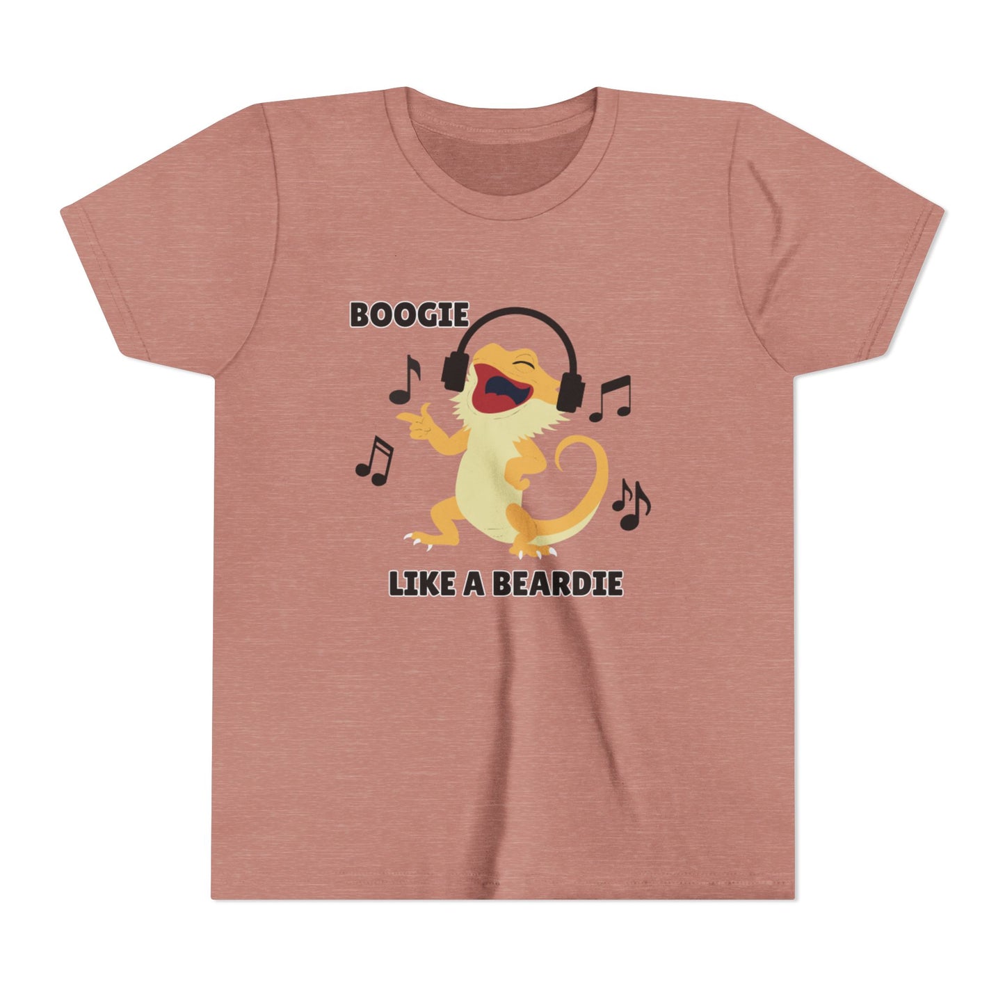 Boogie like a Beardie Bearded Dragon Youth Short Sleeve Tee with Fun Music Design, Kids Music Shirt, Casual Summer Top