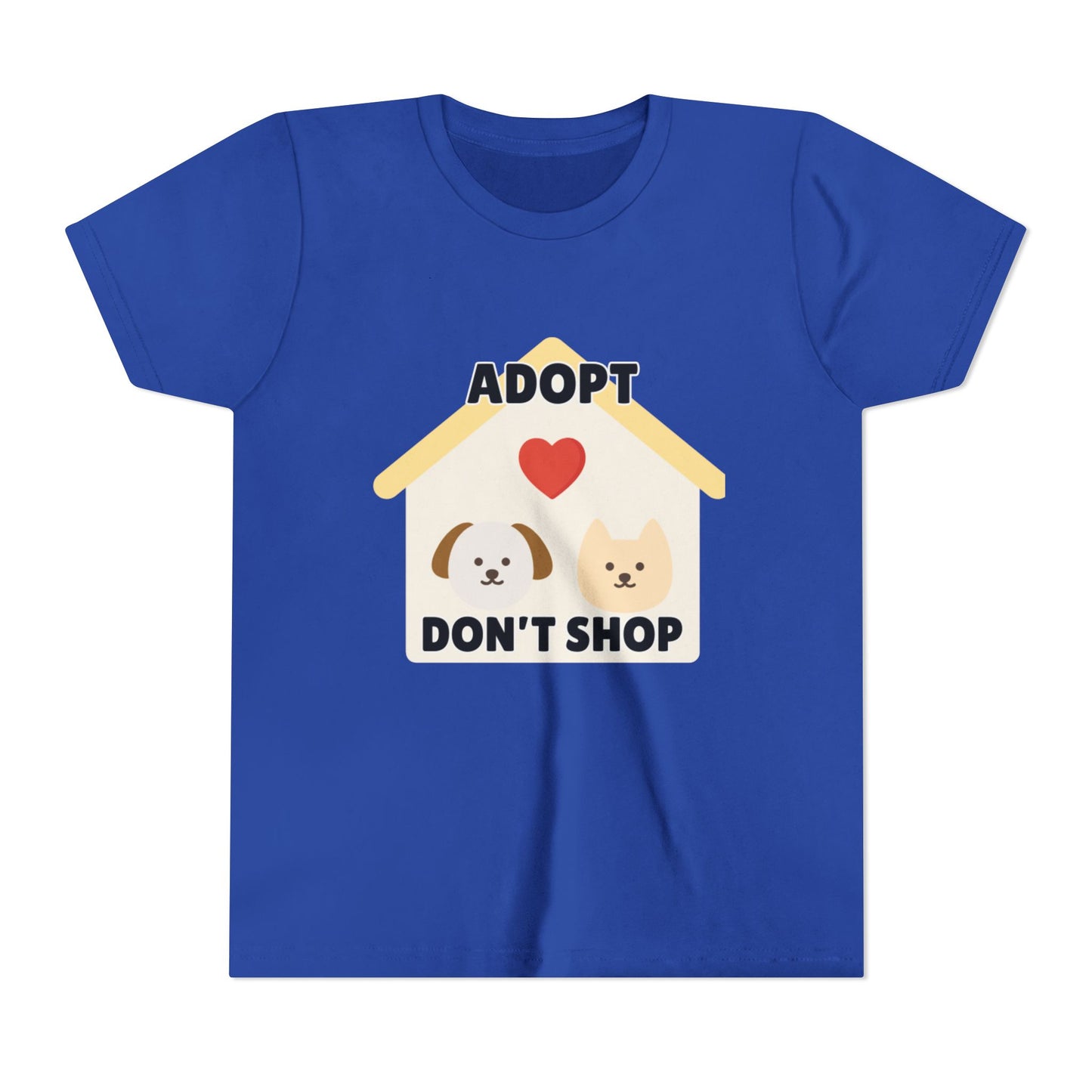 Adopt Don't Shop Youth Tee, Kid's Animal Love Shirt, Animal Rescue T-Shirt, Pet Adoption Awareness Tee, Gift for Dog and Cat Lovers