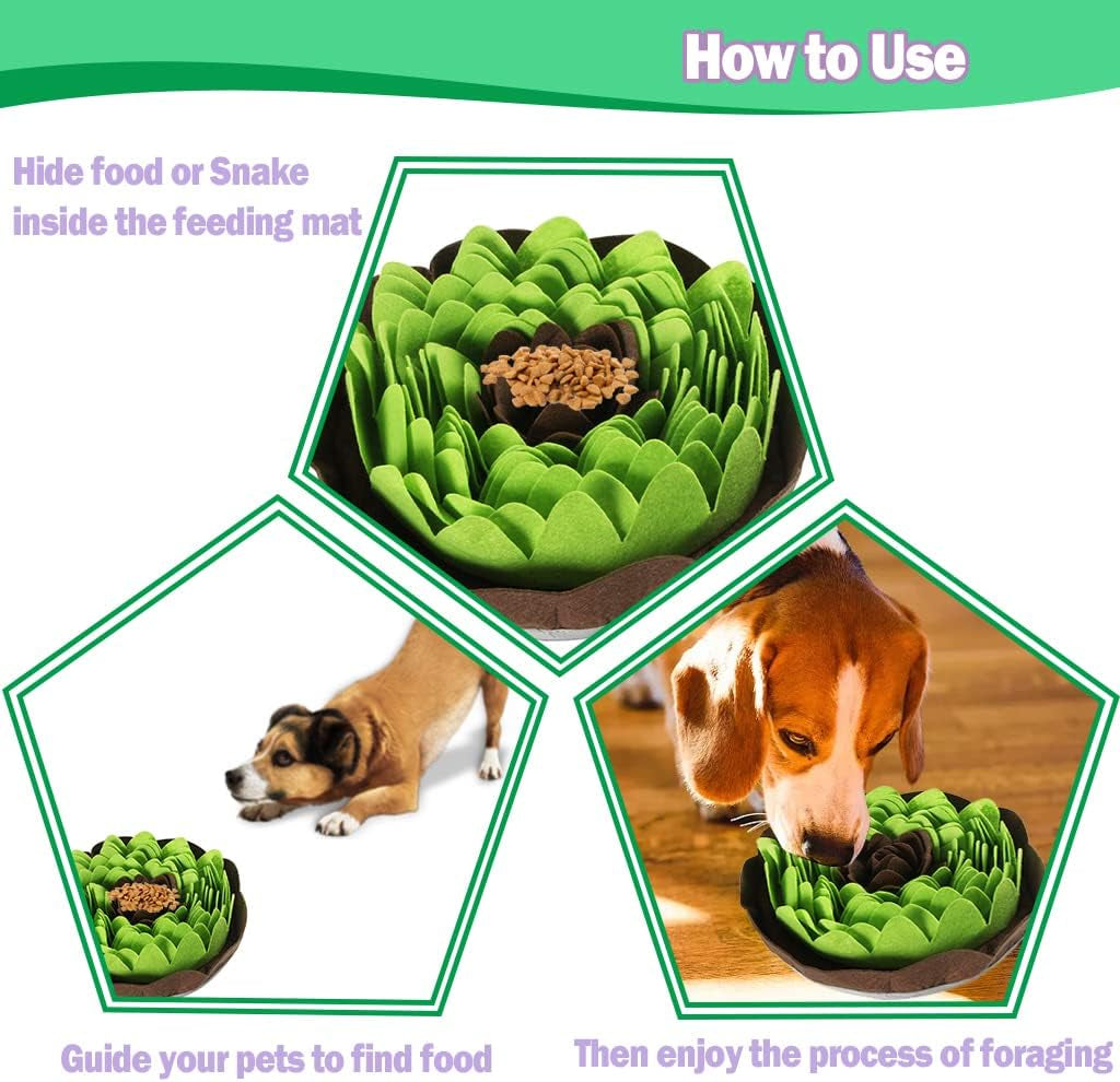 Dog Slow Feeding Mat, Pet Snuffle Mat for Dogs Training Foraging Sniffing Pad Interactive Feed Toy for Cats Dogs Portable Travel Use for Stress Release,Light Green