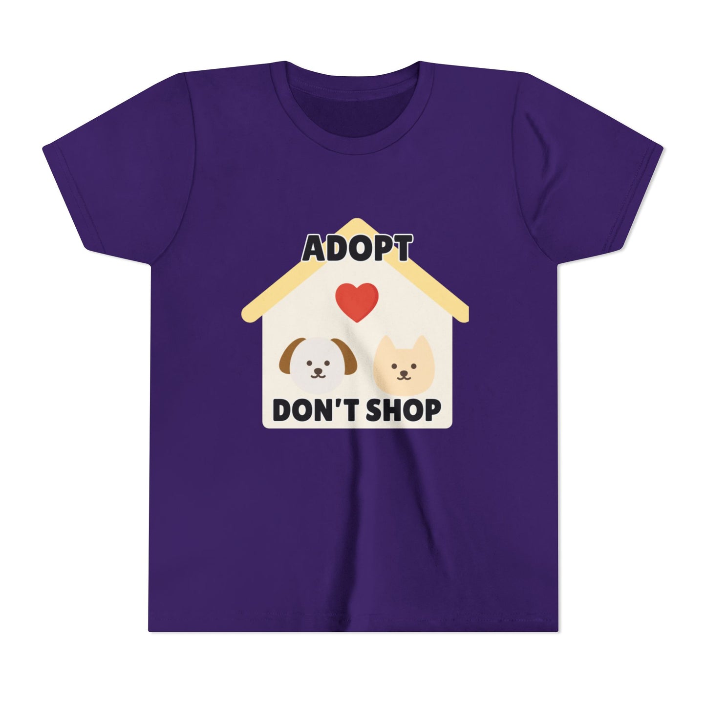 Adopt Don't Shop Youth Tee, Kid's Animal Love Shirt, Animal Rescue T-Shirt, Pet Adoption Awareness Tee, Gift for Dog and Cat Lovers
