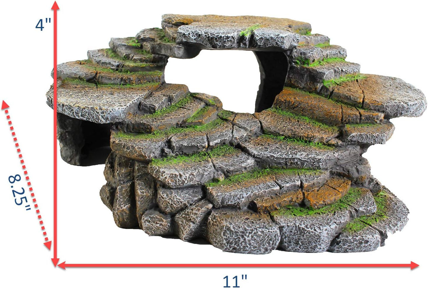 (REP183) Reptology Shale Scape Step Ledge & Cave Hideout – Decorative Resin for Aquariums & Terrariums – Great for Reptiles, Amphibians, and Fish – Large