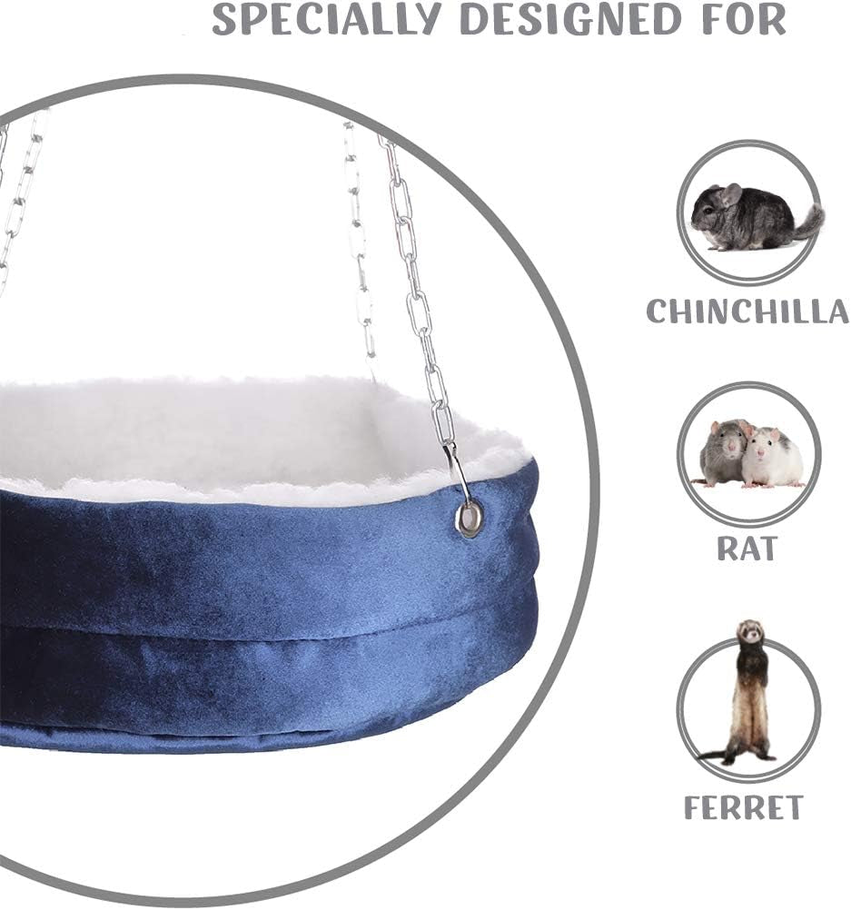 Guinea Pig Bed Hanging Warm Bed Cave for Rodents Rats, Chinchillas, Guinea Pigs Convenient Nest for Small Pets Ferrets Mice, Rats, Squirrels, Jerboa Cage Accessory (Blue)