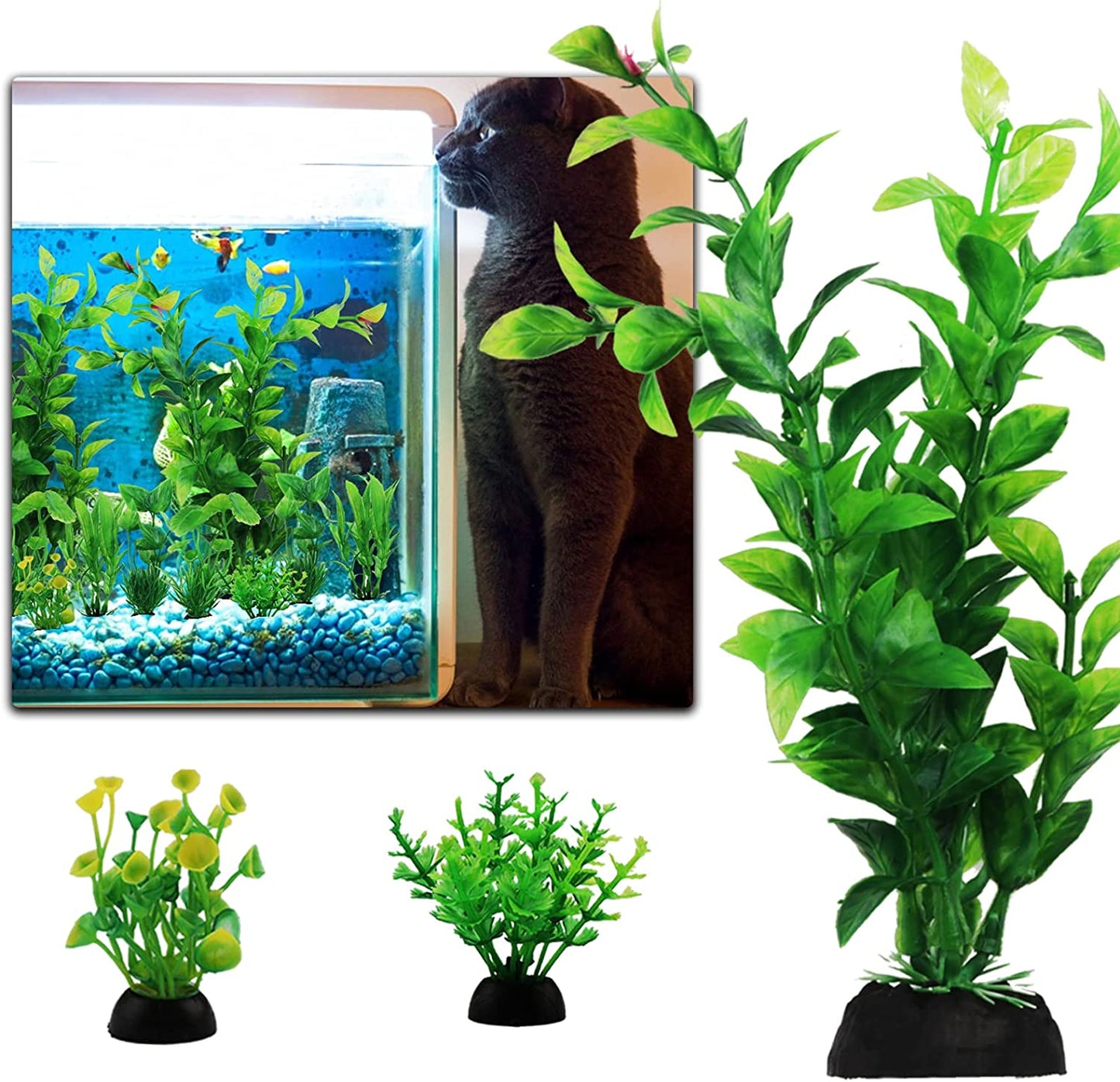 10Pcs Artificial Fish Tank Plants Fake Plastic Water Green Plants Aquarium Decor