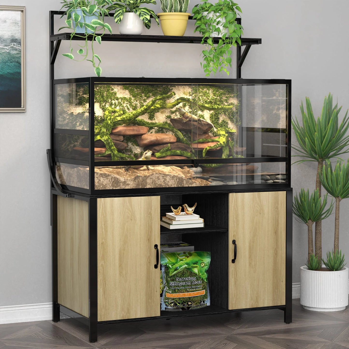 Reptile Tank Stand Terrarium Stand with Accessories Storage 48" X 24" Tabletop