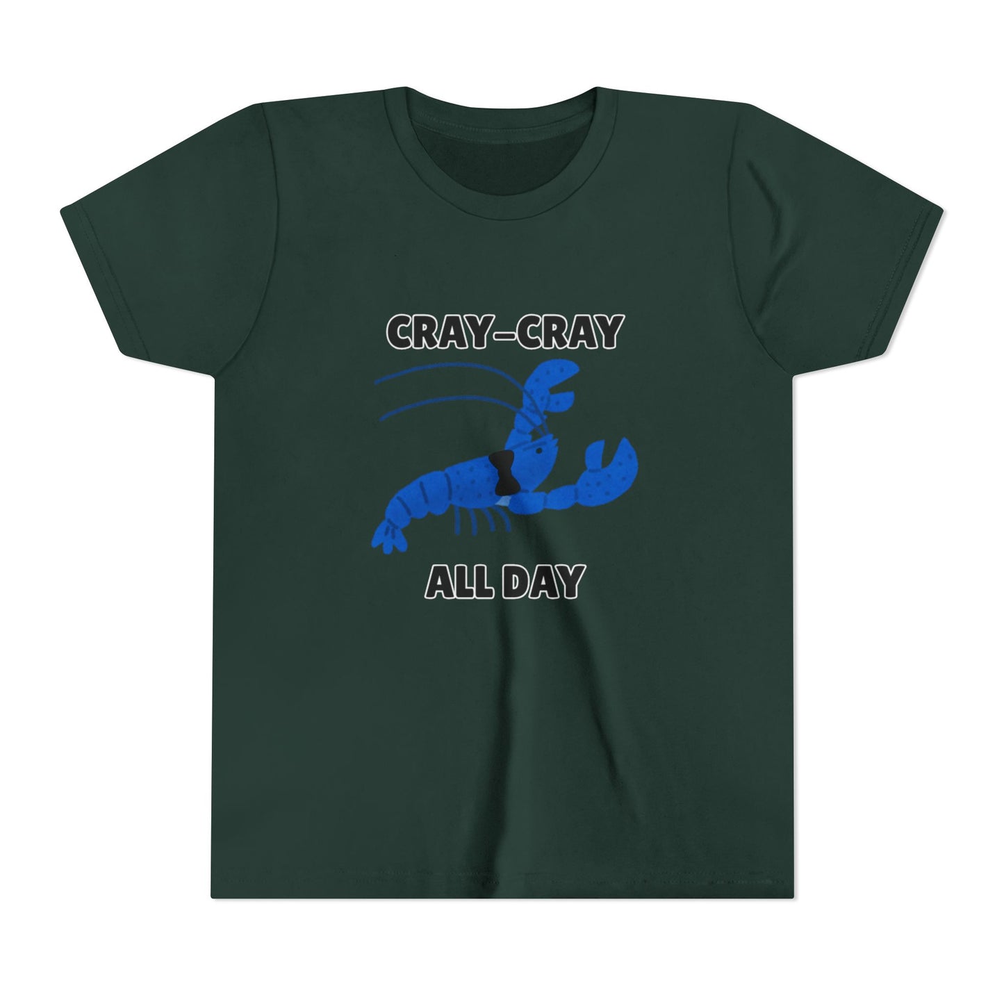 Crayfish Cray-Cray All Day Electric Mini Lobster Youth Tee, Fun Kids Shirt, Summer Outfit