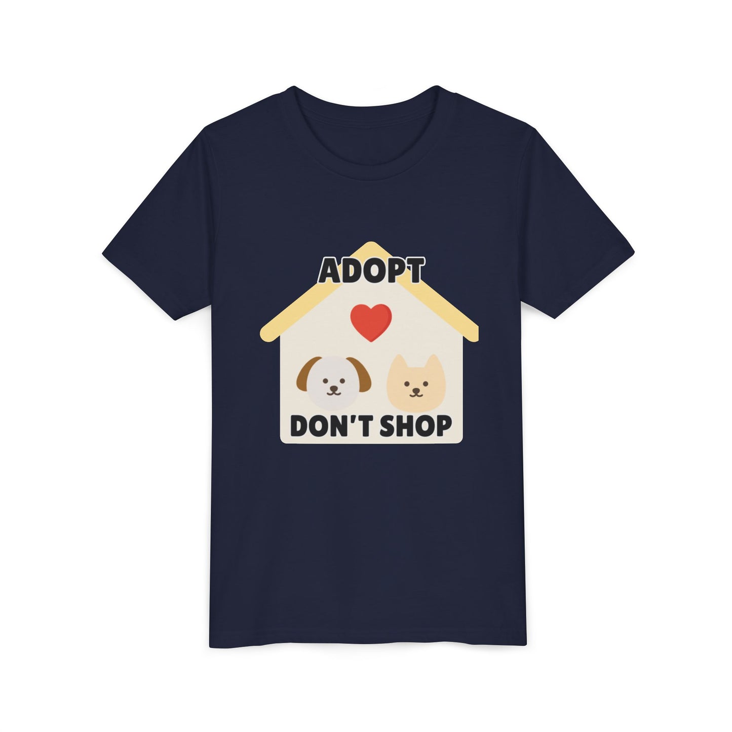 Adopt Don't Shop Youth Tee, Kid's Animal Love Shirt, Animal Rescue T-Shirt, Pet Adoption Awareness Tee, Gift for Dog and Cat Lovers