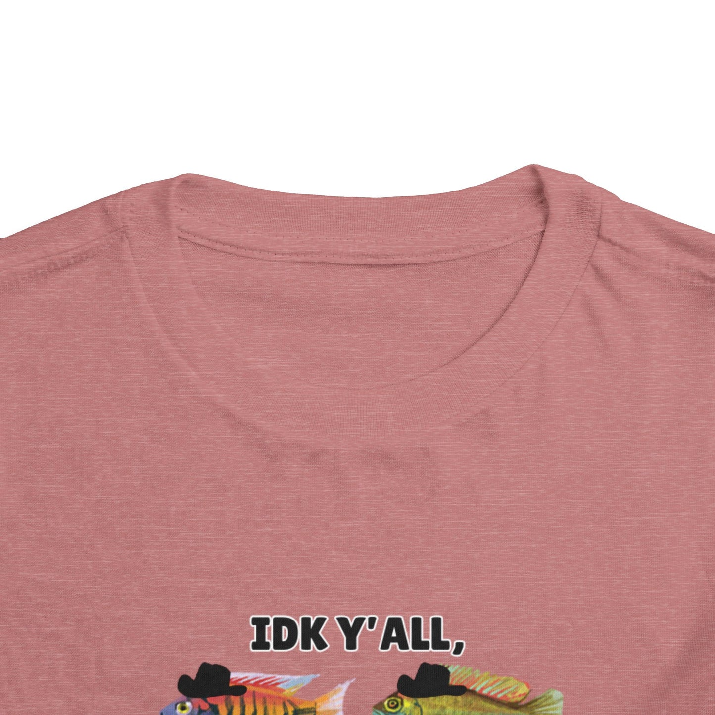 Toddler Sizes: IDK Y'all, Seems Fishy, Fish & Fishing Cowboy Hat Shirt, Short Sleeve Tee - 'IDK Y'all, Seems Fishy' Fun T-Shirt, Cute Kids Apparel, Summer Essentials