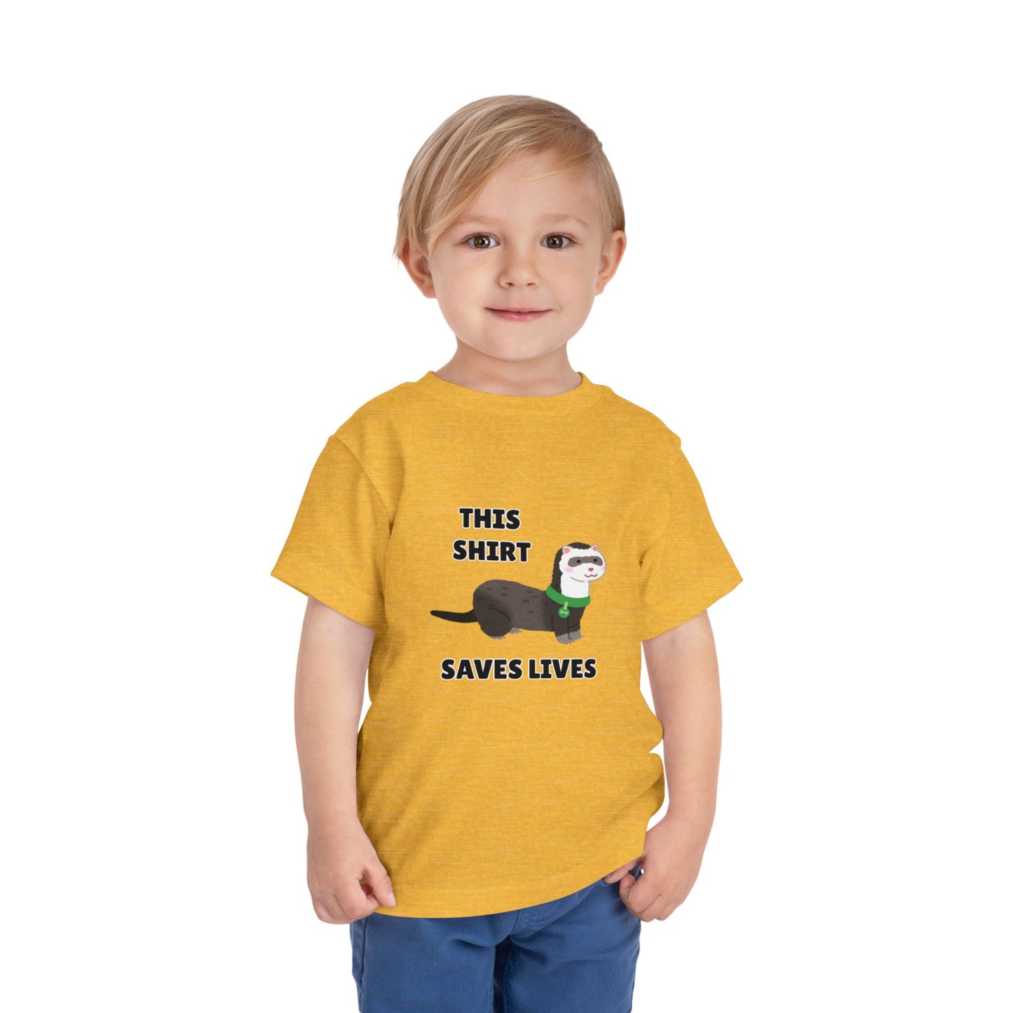 Toddler Sizes: This shirt Saves Lives Tee with Fun Ferret Design - Cute Short Sleeve Shirt, Animal Rescue, Animal Adoption, Kids Apparel, Gift for Animal Lovers, Playtime Wear