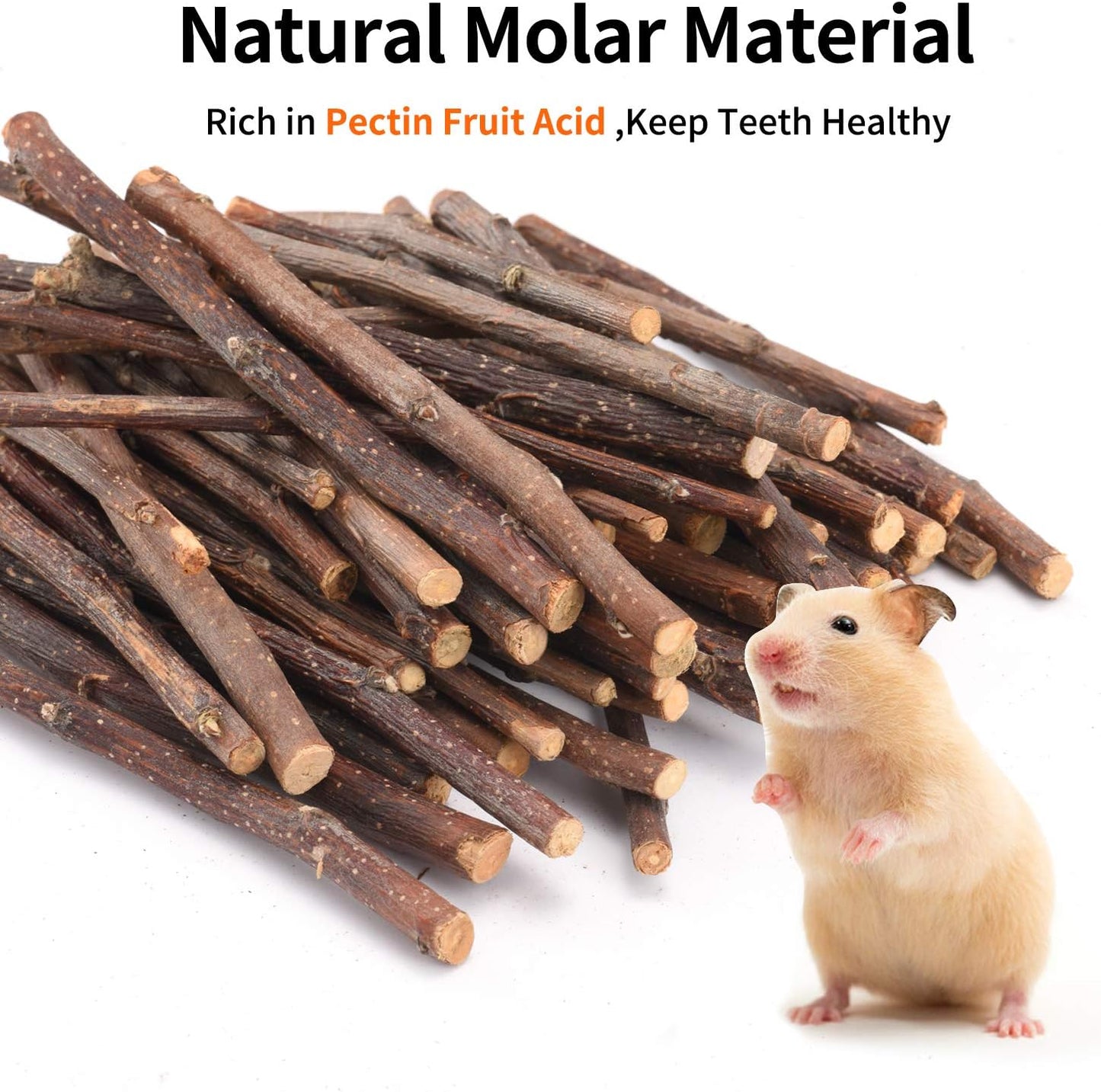 Natural Apple Sticks, 300G Treats Food for Small Animals, Chew Toys for Chinchilla Guinea Pigs Rabbit Squirrel Hamster Bunny