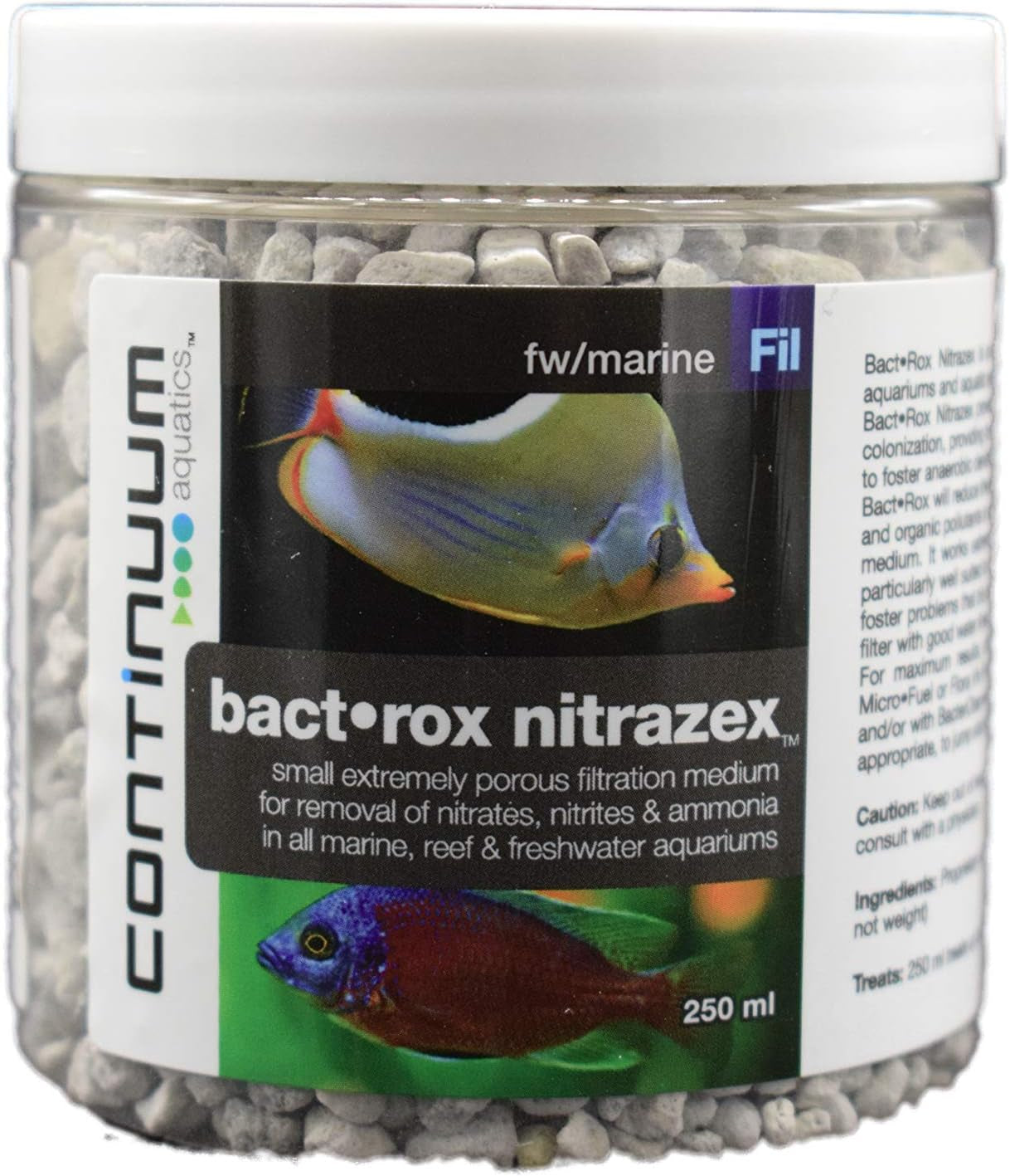 Bact Rox Nitrazex – Small Porous Filtration Media to Remove Nitrates, Nitrite, and Ammonia in Reefs, Marine Saltwater and Freshwater Aquariums, 250-Ml