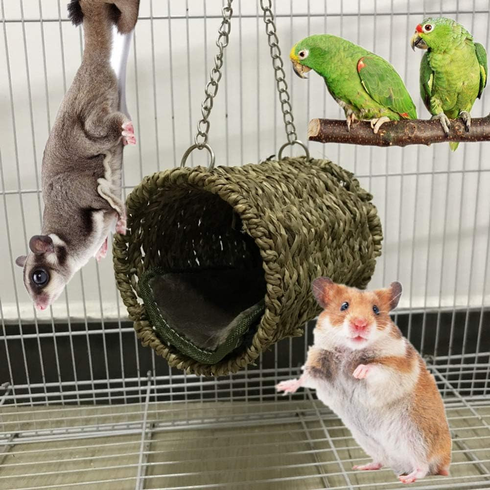 Pet Hammock Hamster Hanging Toy, 3 Piece Set House Hanging Bed Cage Toys for Small Animal Sugar Glider Squirrel Chinchilla Hamster Rat Playing Sleeping