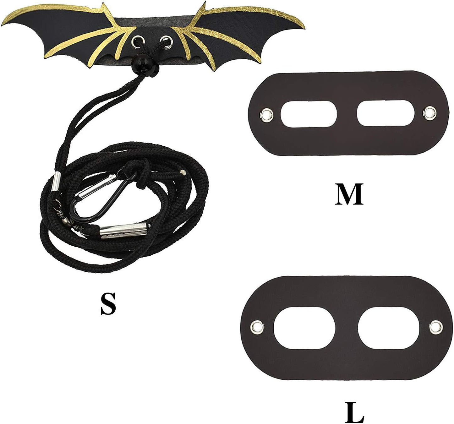 Adjustable Bearded Dragon Leather Harness Leash (S/M/L 3 Chest Pack) with Cool Wings for Lizard Reptiles Amphibians and Other Small Pet Animals