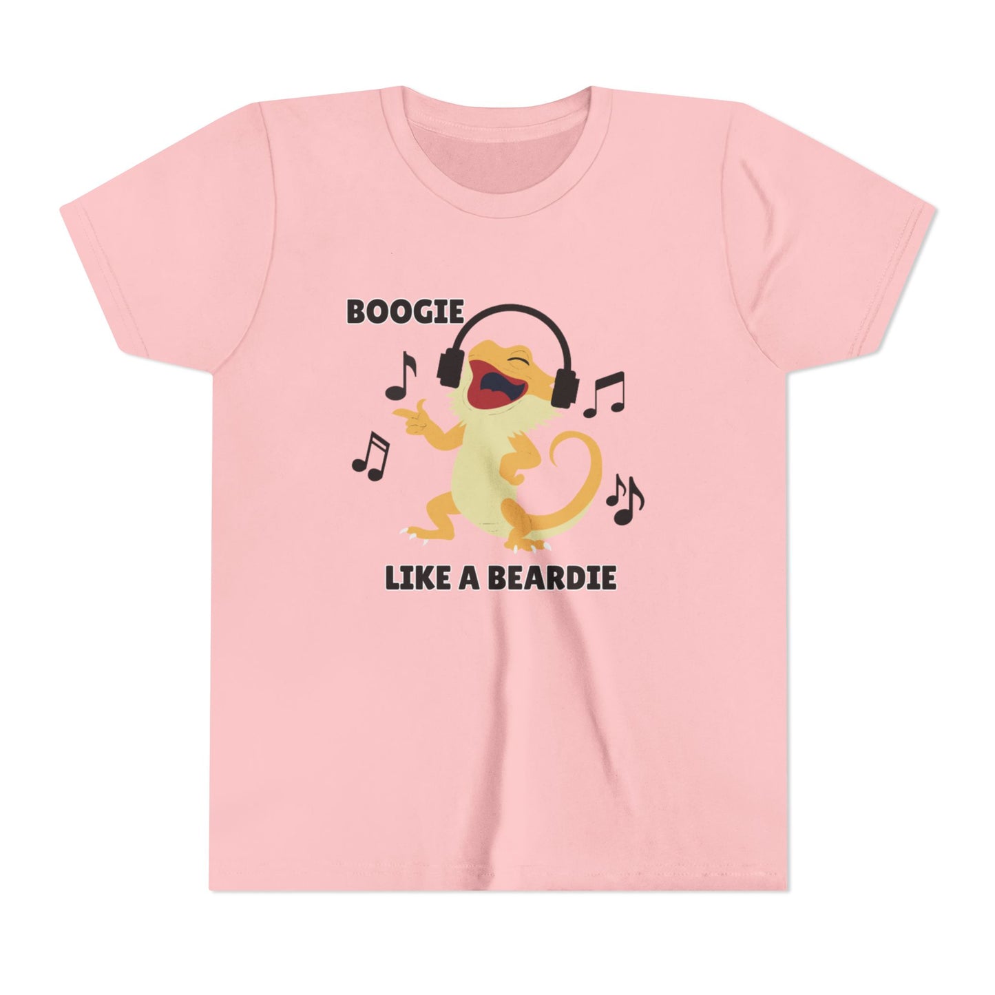 Boogie like a Beardie Bearded Dragon Youth Short Sleeve Tee with Fun Music Design, Kids Music Shirt, Casual Summer Top